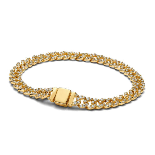 Pulsera Pave Cuban Rose & Oliver en oro con detalles brillantes y acabado elegante.
