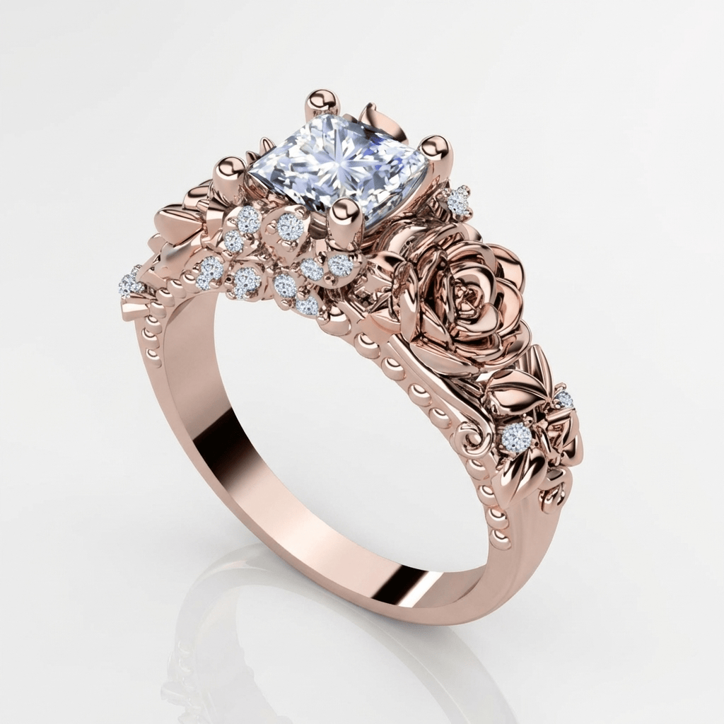 Anillo vintage Rose & Zircon Rose & Oliver con piedra de circonita y diseño delicado en plata envejecida.