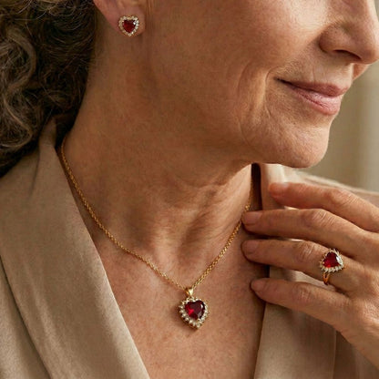 Conjunto de joyas Anavelle Roubella de Rose & Oliver con collar y aretes de oro y piedras brillantes.