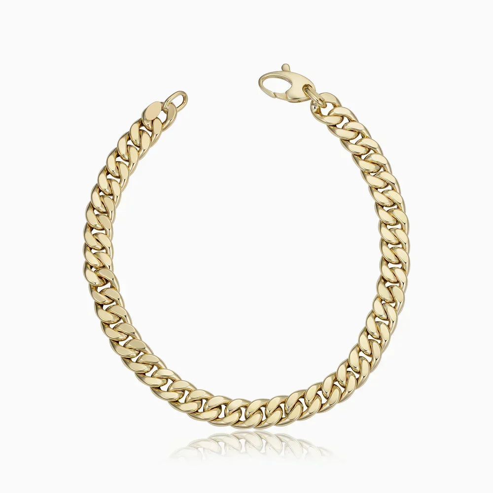 Pulsera dorada Estate™ Cuban de Rose & Oliver, con eslabones gruesos y acabado brillante, para un look elegante y moderno.