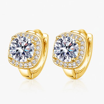 Brincos quadrados dourados Nadine da Rose & Oliver, acessórios de moda em ouro com acabamento brilhante e elegante.