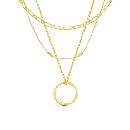 Halskette Circa™ mit drei Reihen offener goldener Kreise von Rose & Oliver, elegantes und zartes Design.