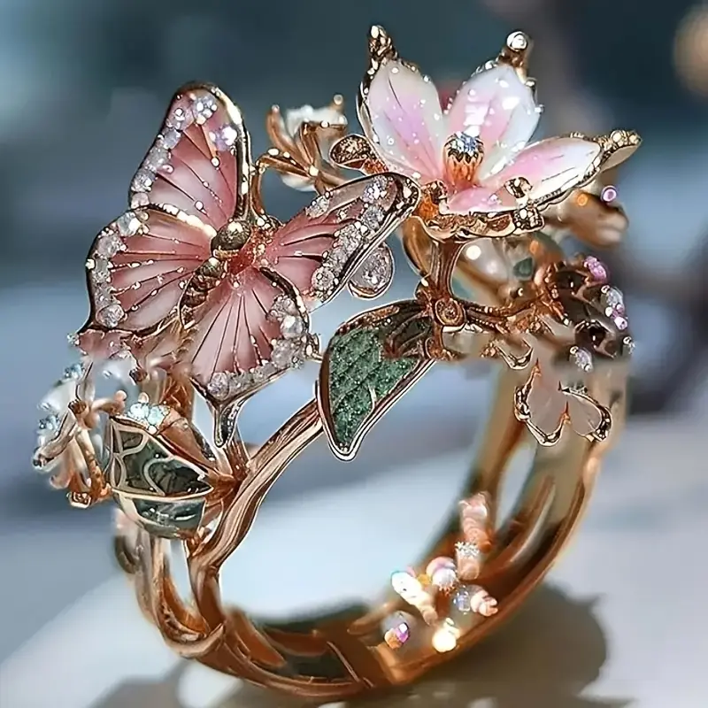 Anillo Croia™ Mariposa con circonia de Rose & Oliver, con detalles delicados de mariposa y brillo de circonia.